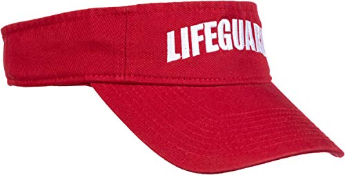 Ann Arbor T-shirt Co. Lifeguard Visor | Professional Guard Hat Red Sun Cap Men Women Costume Uniform - Red