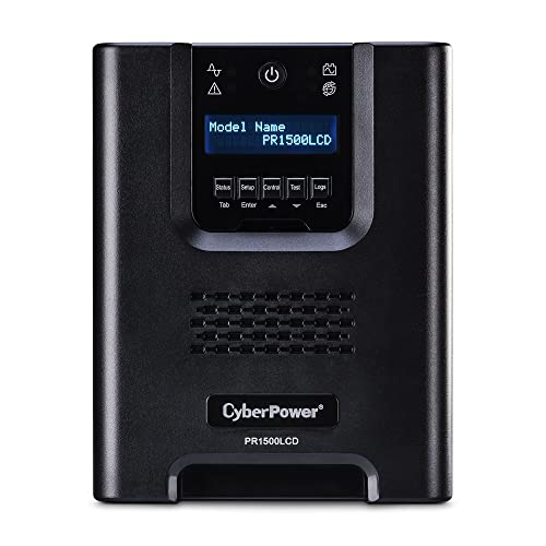 CyberPower PR1500LCD Smart App Sinewave UPS System, 1500VA/1500W, 8 Outlets, AVR, Mini-Tower