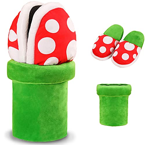 Lopbraa Piranha Plants Plush Funny Slippers Loafer with Pipe Pot Holder Funny Gifts for Women Mens Teens (Piranha Plants)