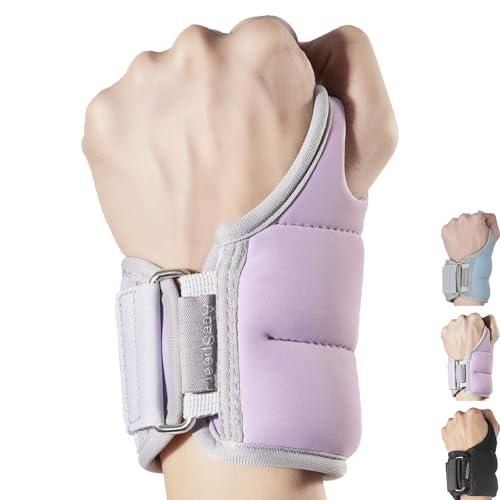 AceSpear Wrist Weights with Thumb Loops Lock, Set of 2, 2x1lb, 2x2lbs, 2x3lbs, Purple Weighted Gloves for Men Women Hand Weights for Running Walking (Purple, 1 lb x 2)