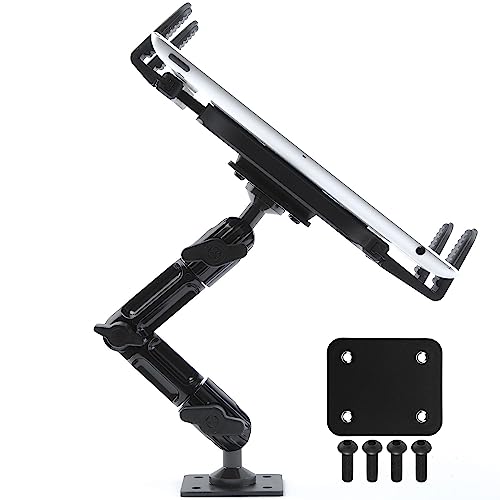 Industrial Metal Drill Base Tablet Mount - By TACKFORM [Enduro Series] - iPad Holder for wall or truck. ELD Mount | Compatible with iPad Mini, IPad Pro 12.9, Galaxy S, Surface Pro & Switch