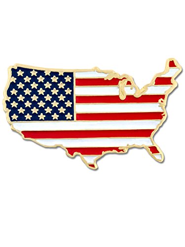 PinMart's United States Of America Shape Country American Flag Enamel Lapel Pin