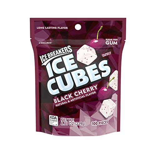 ICE BREAKERS Ice Cubes Black Cherry Sugar Free Chewing Gum Pouch, 8.11 oz (100 Pieces)