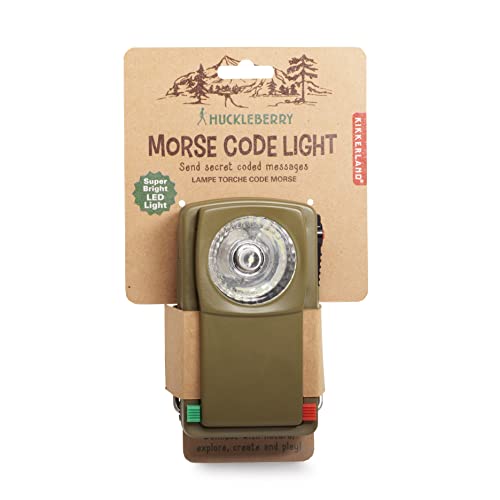 Kikkerland Huckleberry Retro Style Metal Morse Code LED Flash Light Signal Lamp Signaling Device Green Red