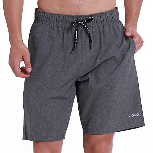 HOdo Mens Swim Trunks 9' Quick Dry Swim Shorts Bathing Suit (Large, Hemp Grey)