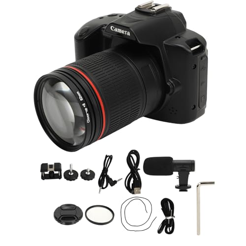 DSLR Camera, D5 F=2.7 2.95mm 4K 64MP 16X Zoom Digital Camera HD Night Vision, 62mm Macro Lens 120° Wide Angle Video Camera with Fill Light & Microphone, WiFi Interconnection