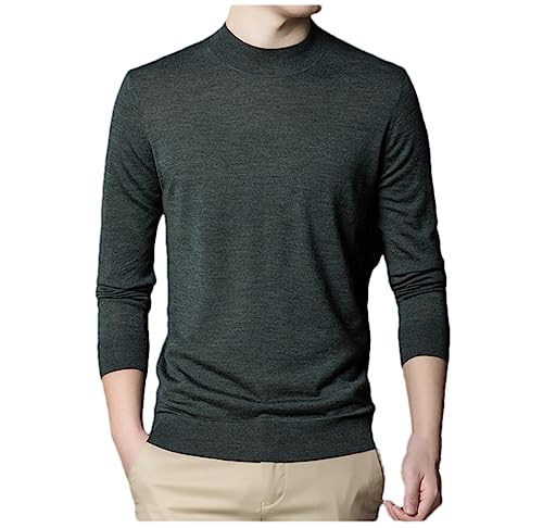 Dninmim Men's Wool Jumper Sweater Male Thin Knitwear Long Sleeve Knit Shirts Pullovers Army EN8 XXL