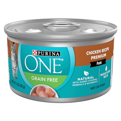 Purina ONE Natural, Grain Free Wet Cat Food Pate, Chicken Recipe - (Pack of 24) 3 oz. Pull-Top Cans