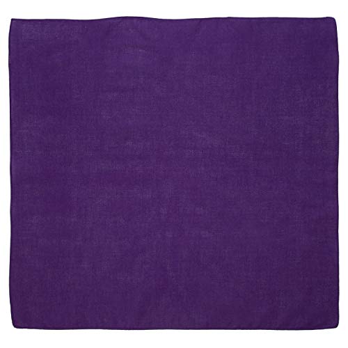 Large 100% Cotton Solid Color Blank Bandanas (22” x 22”) - Purple Single Piece 22x22 - For Custom Printing, Handkerchief, Headband, Head Scarf - Double Sided Blank Color