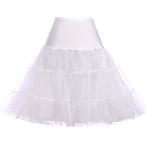 GRACE KARIN Vintage Womens 50s Rockabilly Tutu Skirt Petticoat WhiteSize M