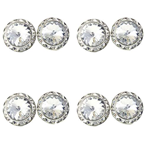 4 Pairs 15mm Rhinestone Round Shaped Acrylic Stone Inside Crystal Ear Studs For Dance Competitions Stage Performance Bridal Party Earrings Jewelry Clear