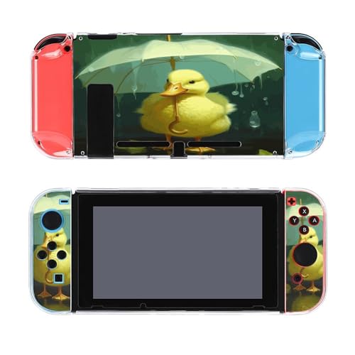 AoHanan Yellow Cute Duck Umbrella Switch Screen Protector Case Cover Full Accessories Switch Game Case Protection Skin for Switch Console and Joy-Cons