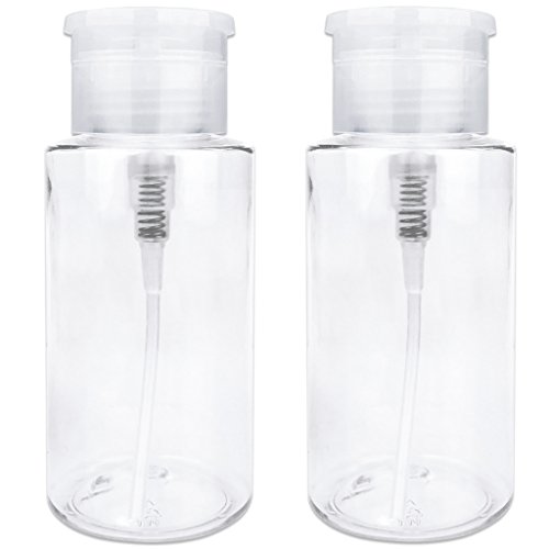 PANA 10oz. (Quantity: 2 Pieces) Liquid Push Down Pump Dispenser Empty Bottle with Flip Top Cap (Clear)
