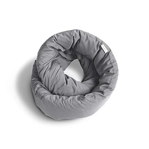 Huzi Infinity Pillow - Travel Neck Pillow - Versatile Soft 360 Support Scarf - Machine Washable - Home Travel Flight Road Trips (Grey)