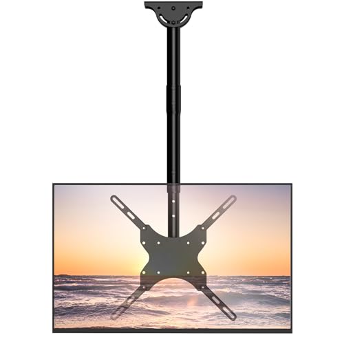 WALI TV Ceiling Mount Adjustable Bracket Fits Most LED, LCD, OLED and Plasma Flat Screen Display 26 to 65 Inch, up to 110 Lbs, Mounting Holes 400x400mm (CM2665), Black