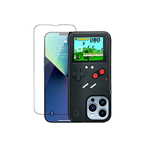 GO-VOLMON Gameboy Case for iPhone 15, Retro Gaming Case for iPhone 15 Built-in 36 Games, Color Game Console Case for iPhone 15 Playable, Funny Game Case for iPhone 15 Black