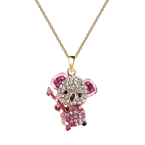 Monnel NC061 Cute Pink Crystal Koala bear Charm Pendant Necklace for girls women
