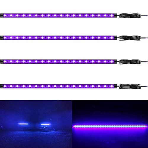 Vbakor 12V Marine Boat Ultra Violet UV Black Light LED Lights Strip, Night Fishing Lights, 5050 LED IP67 Waterproof UV Led Strip for Fishing Pontoon Kayak Yacht Sailboat (4 Pcs 20'')