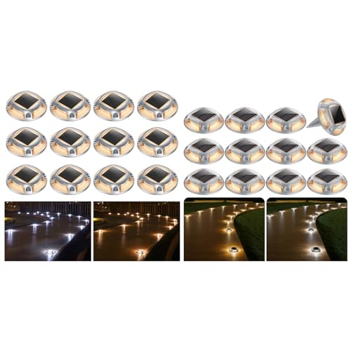 AGPTEK Solar Deck Lights 24 Pack, 2 Color Modes Warm White & White Light