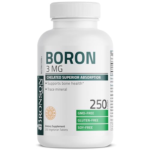 Bronson Boron 3 MG Chelated Superior Absorption Supports Bone Health Trace Mineral, Non-GMO, 250 Vegetarian Tablets
