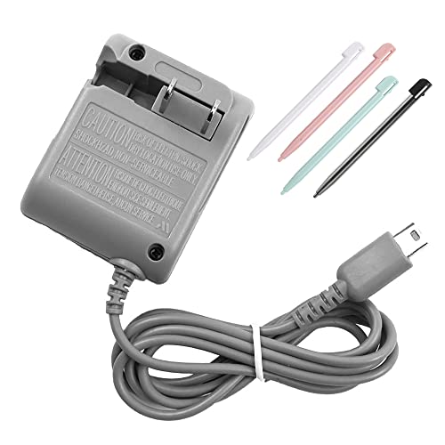 DS Lite Charger Kit, AC Power Adapter Charger and 4 Stylus Pen Compatible with Nintendo DS Lite, Wall Travel Charger Replacement for DS Lite(100-240v)