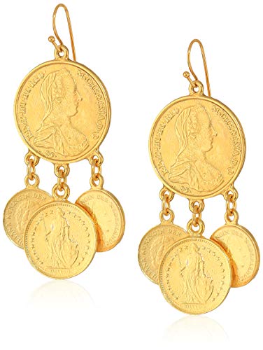 Ben-Amun Moroccan Coin 24K Gold Plated Vintage Earrings, Fashion Jewelry, Made in New York