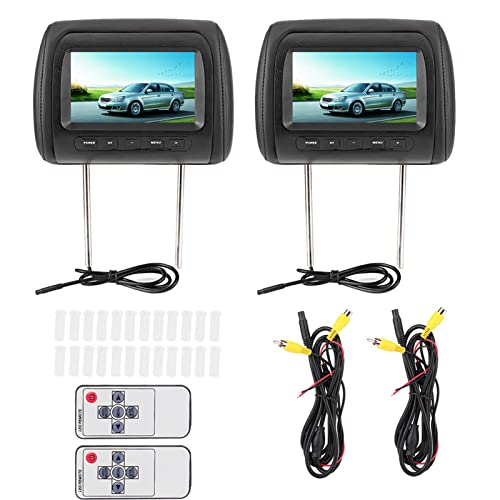 Headrest Monitor,Headrest Monitor For Car-Headrest DVD Player - Car Player Headrest Display-2pcs 7 in Wireless Control Adjustable LCD Video USB MP5 Portable/Remote Display Black