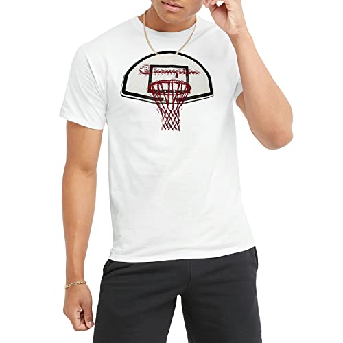Champion, Classic Graphic, Soft and Comfortable T-Shirts for Men (Past Seasons), White Basketball Hoop, XX-Large