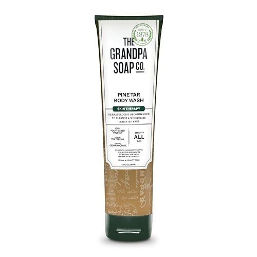 The Grandpa Soap Company Pine Tar Body Wash - Dermatologist Recommended to Cleanse & Moisturize Irritated Skin, Deodorizing Power, With Pine Tar & Tea Tree Oil, 9.5 Fl Oz