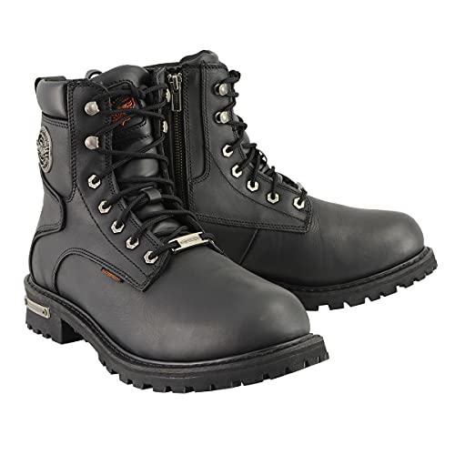 Milwaukee Leather MBM9096WP Men's Black Leather 'Wide Width' 6-Inch Lace-Up Logger Waterproof Boots - 12W