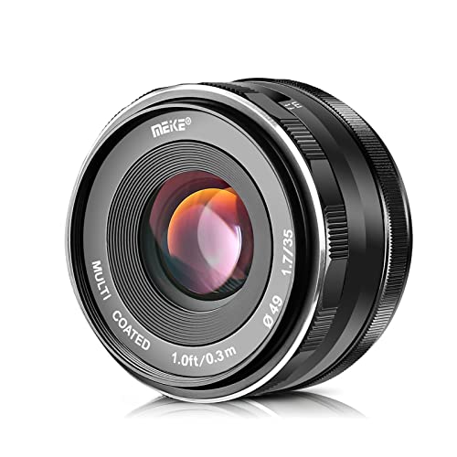 Meike 35mm F1.7 Large Aperture Manual Focus Prime Fixed Lens APS-C Compatible with Sony E-Mount Mirrorless Cameras NEX 3 3N NEX 5R NEX 6 7 A6600 A6400 A5000 A5100 A6000 A6100 A6300 A6500 A3000