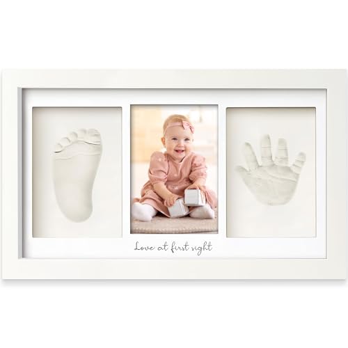Baby Hand and Footprint Kit - Baby Footprint Kit, Newborn Keepsake Frame, Baby Handprint Kit,Personalized Baby Gifts, Nursery Decor,Baby Shower Gifts for Girls Boys, Mother's Day Gifts (Alpine White)