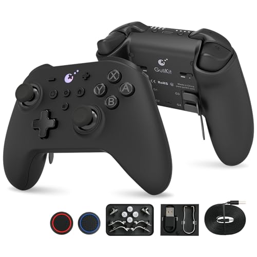 RunSnail GuliKit KK3 Max Controller, GuliKit Kingkong 3 with Hall Joysticks and Triggers, 4 Back Buttons, 1000Hz Polling Rate, Compatible with Switch/Android/iOS/macOS-Black