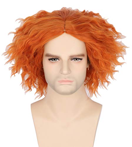 Topcosplay Halloween Costumes Wig for Women Men Shaggy Afro Short Curly Cosplay Wigs Orange Ginger Wig