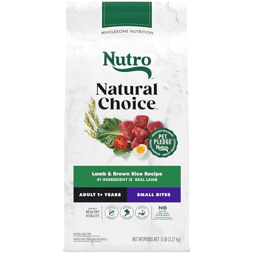 NUTRO NATURAL CHOICE Small Bites Adult Dry Dog Food, Lamb & Brown Rice Recipe Dog Kibble, 5 lb. Bag