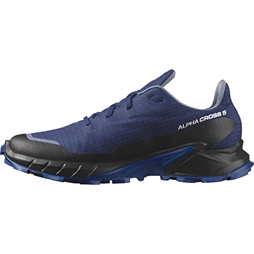 Salomon Men's ALPHACROSS 5 GTX Hiking Shoe, Blue Print/Lapis Blue/White, 12