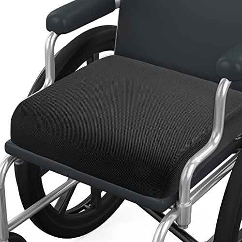 YOUFI Thick Memory Foam & Gel Seat Cushion, 18'X16'X4' Large Chair Cushion for Wheelchair Mobility Scooters, with Non-Slip Bottom and Carry Handle (Black)