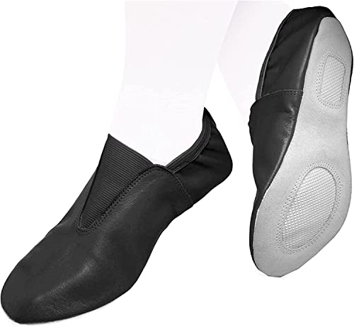 Adult Gymnastic Shoes - Trampoline Shoes Gymnastics - Tumbling Shoes - Agility Gym Shoes Goat Leather Slip-on Rubber Sole (Numeric_8) Black