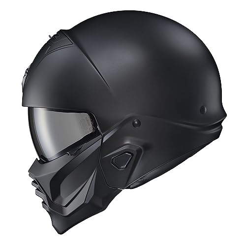ScorpionEXO Covert 2 Open Face 3/4 Full Mode Motorcycle Helmet Bluetooth Ready Speaker Pockets Interchangeable Mouth Cover DOT Approved Solid (Matte Black - Small)