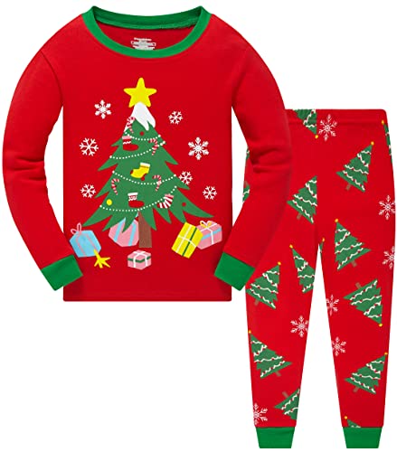 Akyzic Kids Christmas Pajamas 100% Cotton Boys Girls Snowman Pjs Set Toddler Santa Claus Sleepwear Xmas Pjs 5 Years/6553