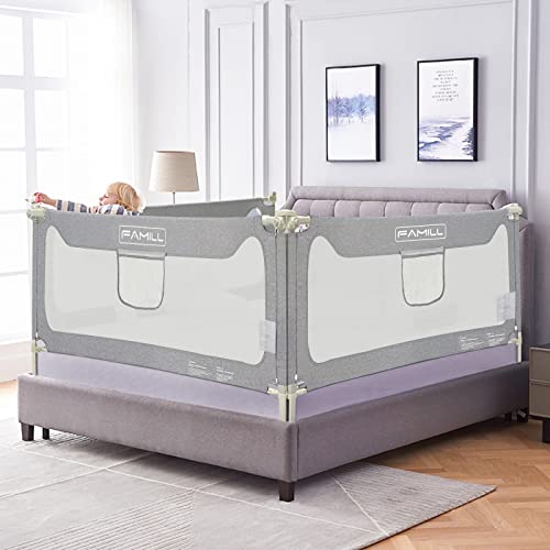 FAMILL Upgrade Bed Guard Rail for Full Size Queen King Twin Bed for Toddlers and Baby (Grey,1 Piece, 78.7')