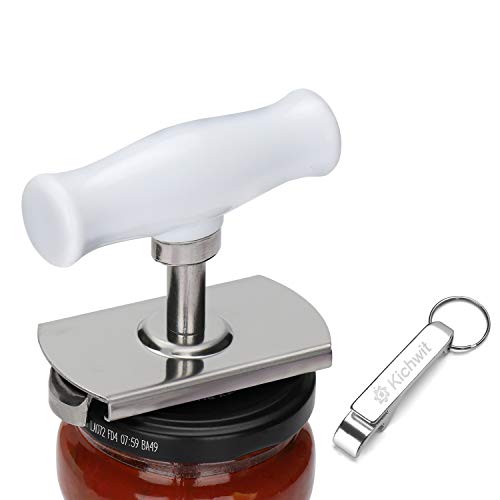 Kichwit Jar Opener for Small and Medium Jar Lids, Bottle Opener Keychain Included