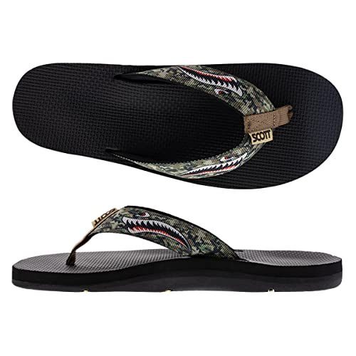 Scott Hawaii Men's Kaikane Sandal - Nylon & Rubber Flip Flop with Neoprene Comfort Strap, Arch Support, and Heel Cup