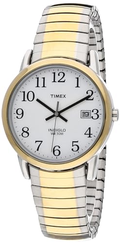 Timex Men's Easy Reader 38mm Watch – Two-Tone Case White Dial with Two-Tone Stainless Steel Expansion Band