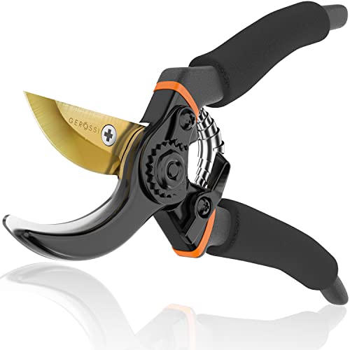 Premium Bypass Pruning Shears for your Garden - Heavy-Duty, Ultra Sharp Pruners w/Soft Cushion Grip Handle Made with Japanese Grade High Carbon Steel - Perfectly Cutting Through Anything in Your Yard