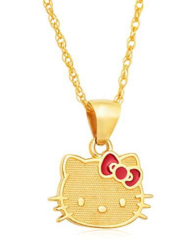 Hello Kitty Sanrio 10k Gold Pendant Necklace 18' - Gold Necklace Pendant Officially Licensed