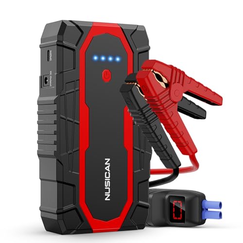 NUSICAN Car Jump Starter, 1500A Portable Battery Charger (up to 7L Gas&5.5L Diesel Engine), 12V 18000mAh Auto Lithium Battery Booster Jump Pack with Smart Jumper Clamps, USB QC3.0, LED Light, Compact