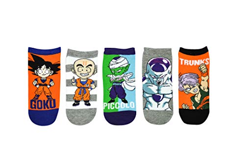 Dragon Ball Z Socks Gifts (5 Pair) - (1 Size) Dragon Ball Z Merchandise Goku, Krillin, Piccolo, Frieza, Trunks Lowcut Socks Women & Men's