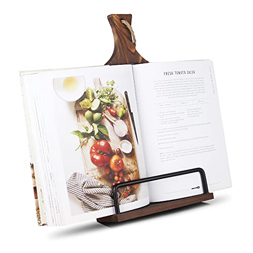 VYNOPA Wood Cookbook Stand Adjustable Recipe Book iPad Rustic Holder Thanksgiving Day Christmas Gift for Grandma, Mother, Women