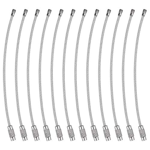 Keychain, Wisdompro 12 Pack of 4.3 Inches Stainless Steel Wire Ring 2mm Cable Loop Rings for Hanging Luggage Tag, Keys and ID Tag Keepers - Silver